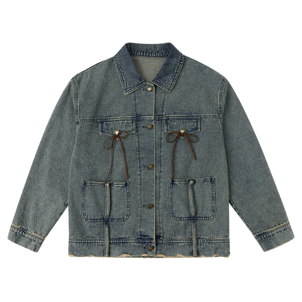 Vintage Denim A-Line Skirt With Coat Set-Up