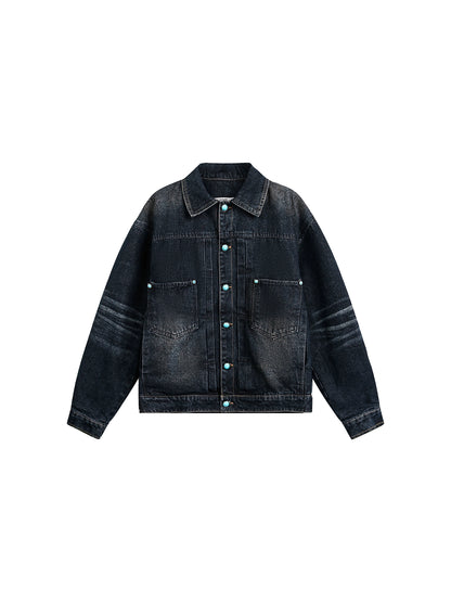 Washed Cargo Denim Jacket