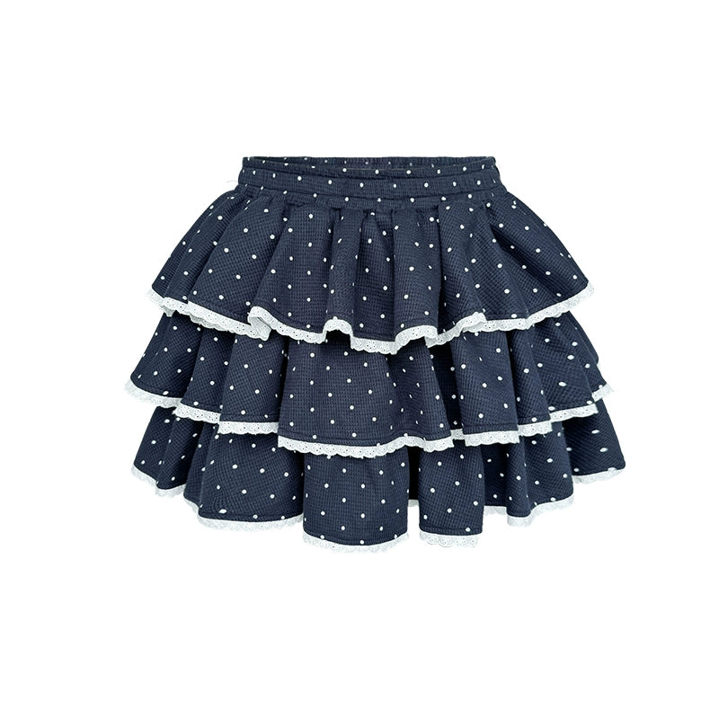 Hooded Polka Dot Tracksuit Skirt Set-Up