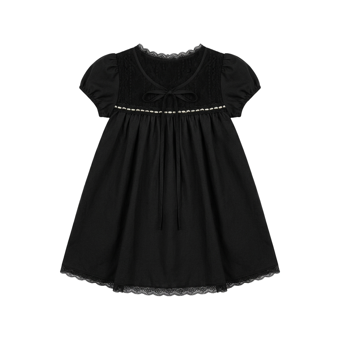 Tencel Lace Puff Sleeve Dress Set-Up