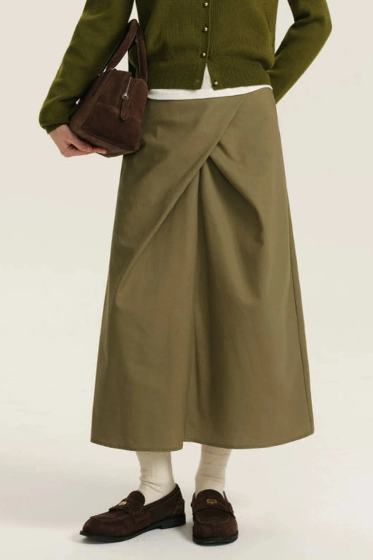 DESIGNER PLUS one-piece A-line skirt with irregular slit and high waist tie hip skirt