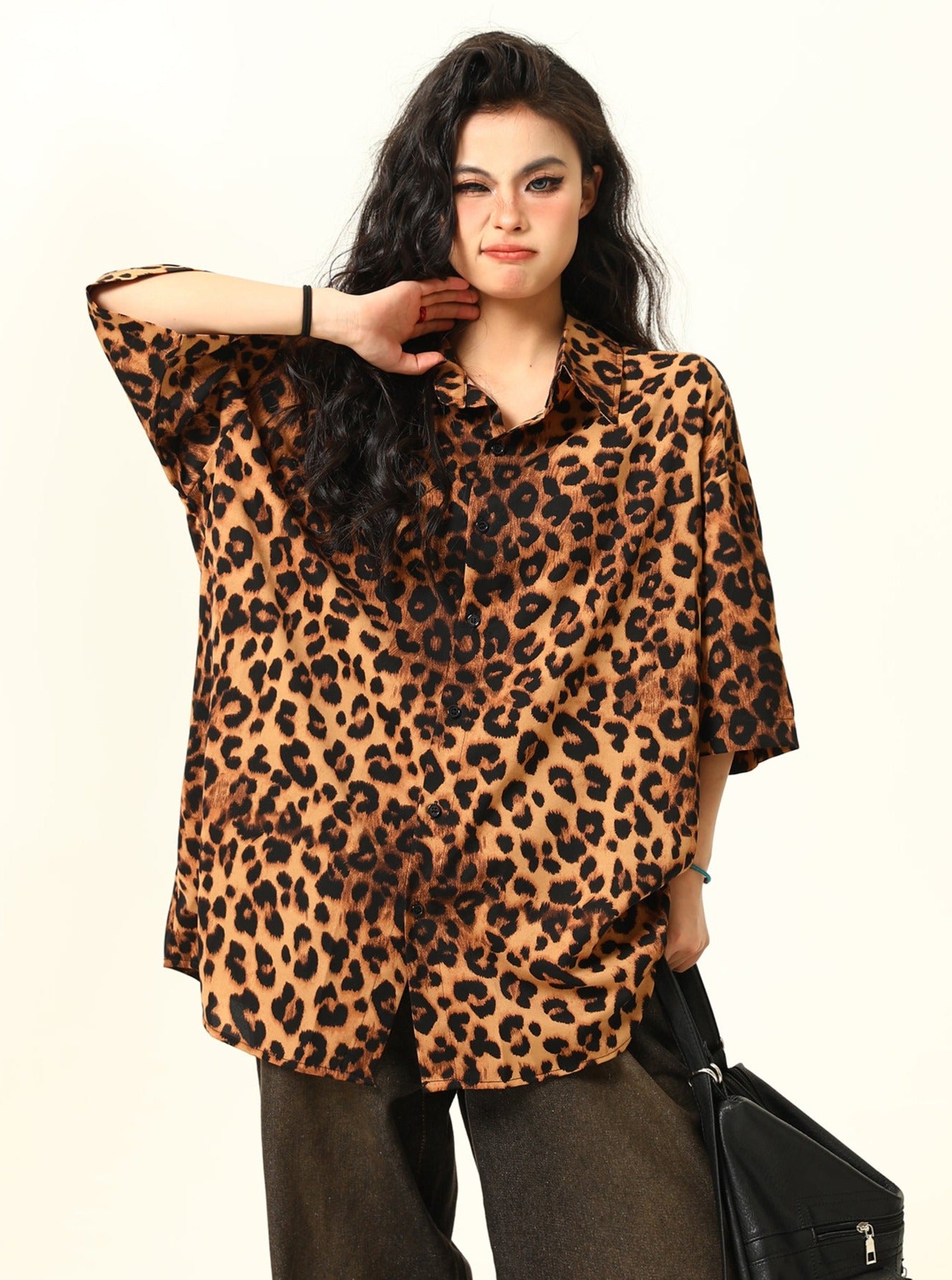 Retro Street Shirt mit Leopardenmuster