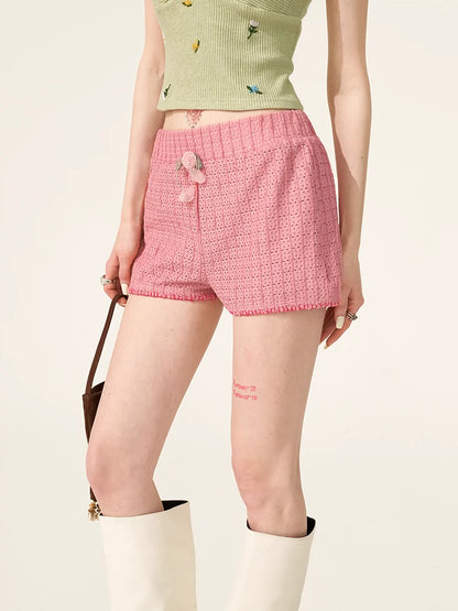 Flower Dots Texture Shorts Trend Loose Pants