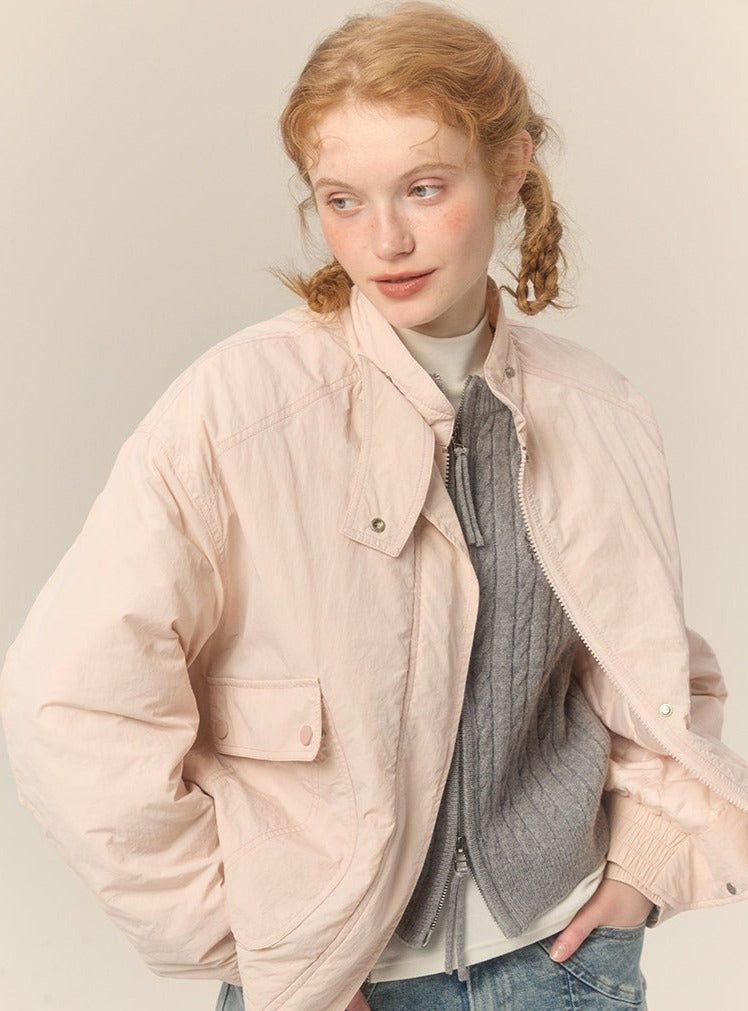 Short Stand Up Collar Cotton Jacket