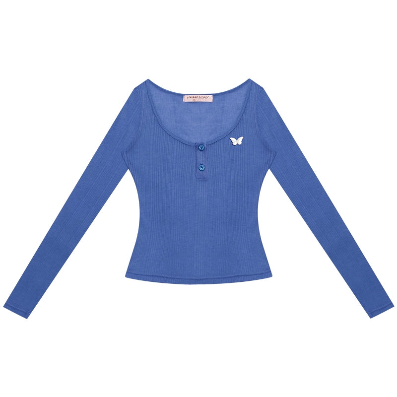 Semi-Sheer Slim Long Sleeve T-Shirt