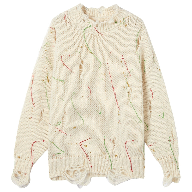 Irregular Color-Block Knit Sweater