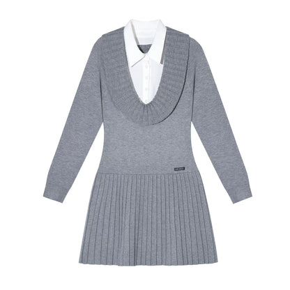 Patchwork Knitted Pleated Dress