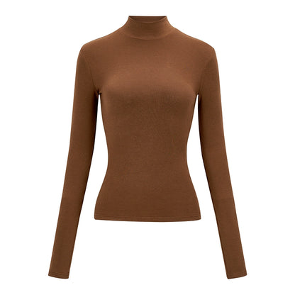 solid color slim breathable turtleneck tops