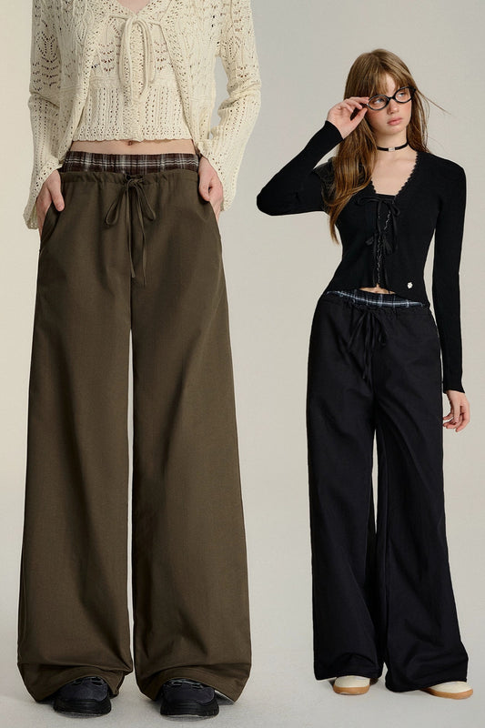Double-Waistband Wide-Leg Trousers