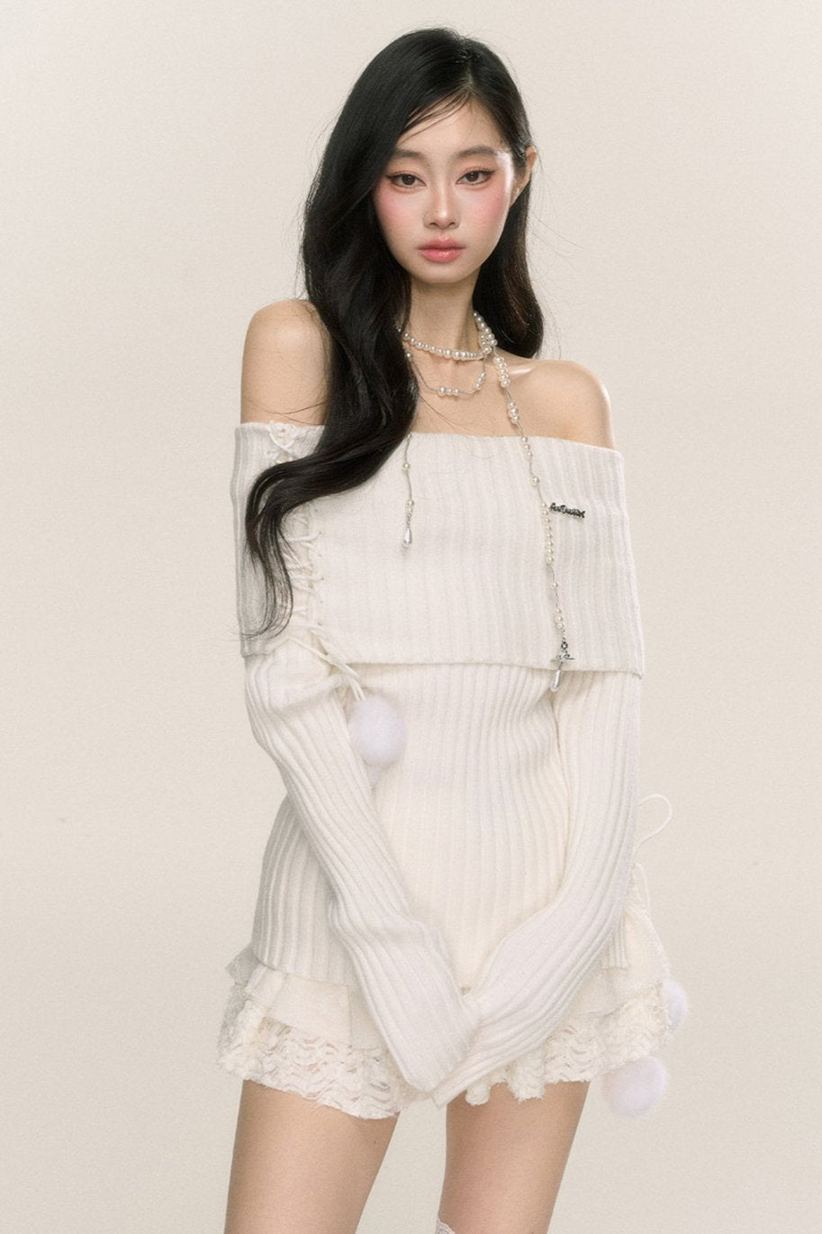 One-Shoulder Long-Sleeve Sweater