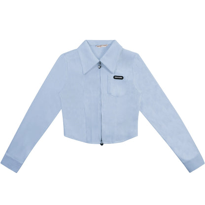 American polo collar long-sleeved shirt