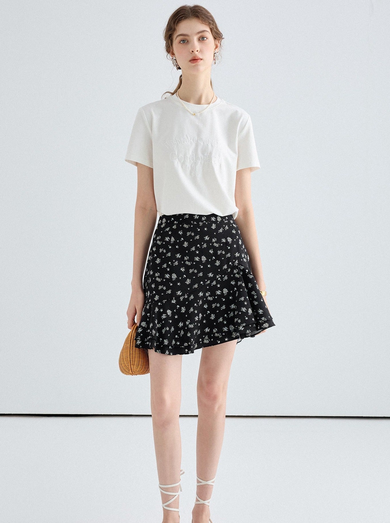 High Waist Floral Short Skirt