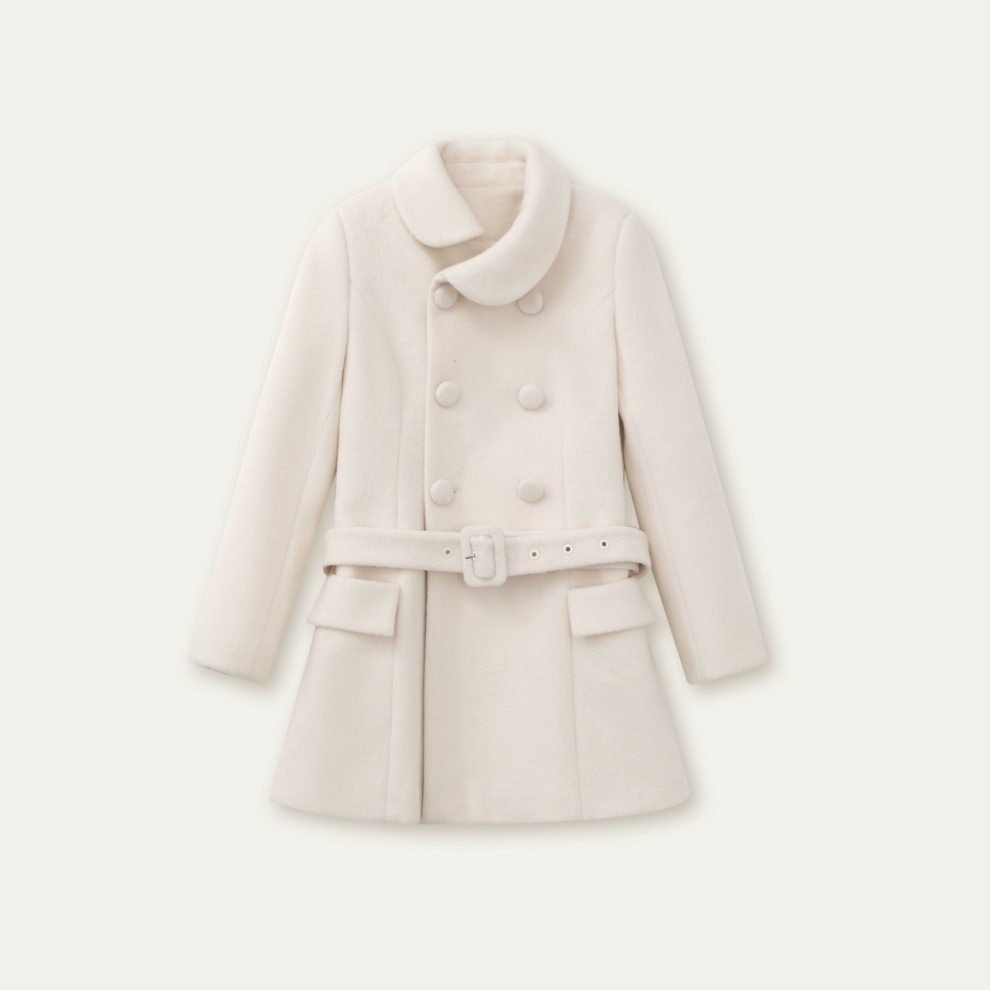 Gentle Lady Double-Breasted Mid-Length Coat Set-Up