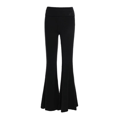 Pantalones de punto con cinturilla doblada