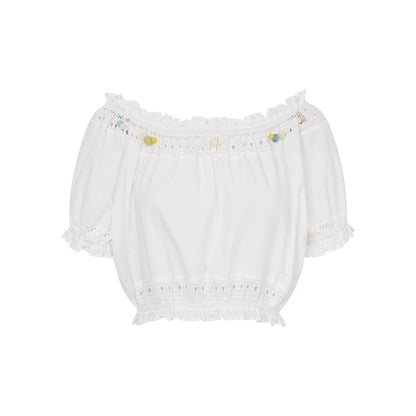 Beaded Boho Cotton Blouse