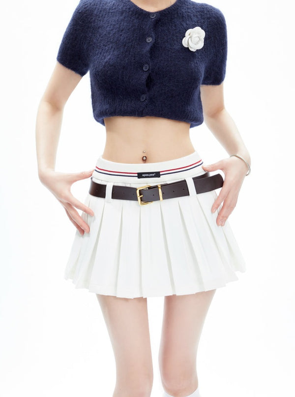 American waist slim pleated mini skirt