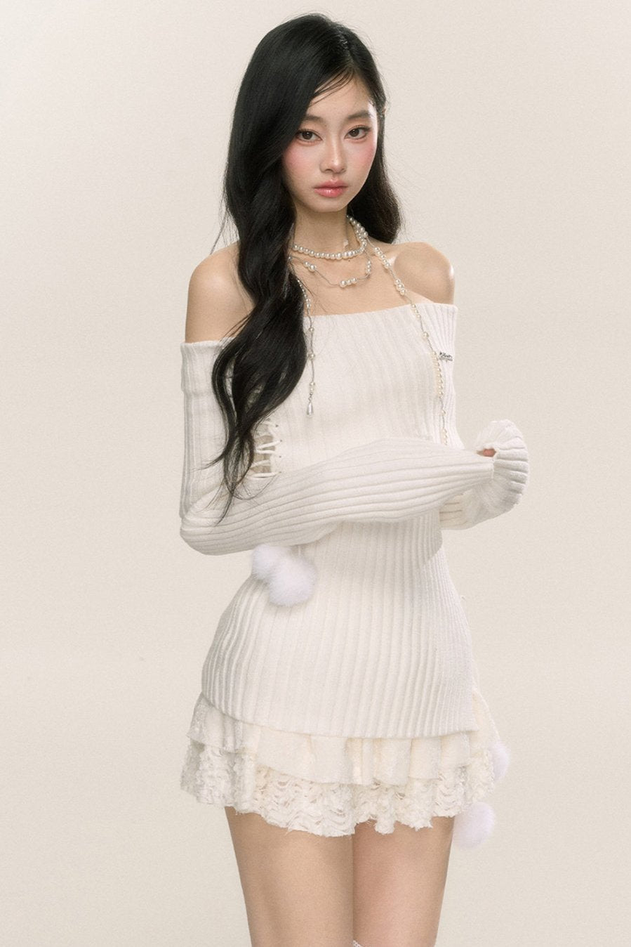 One-Shoulder Long-Sleeve Sweater