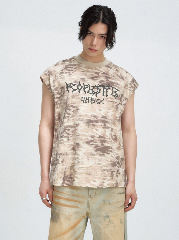 Punk Letter Wash Vest Top