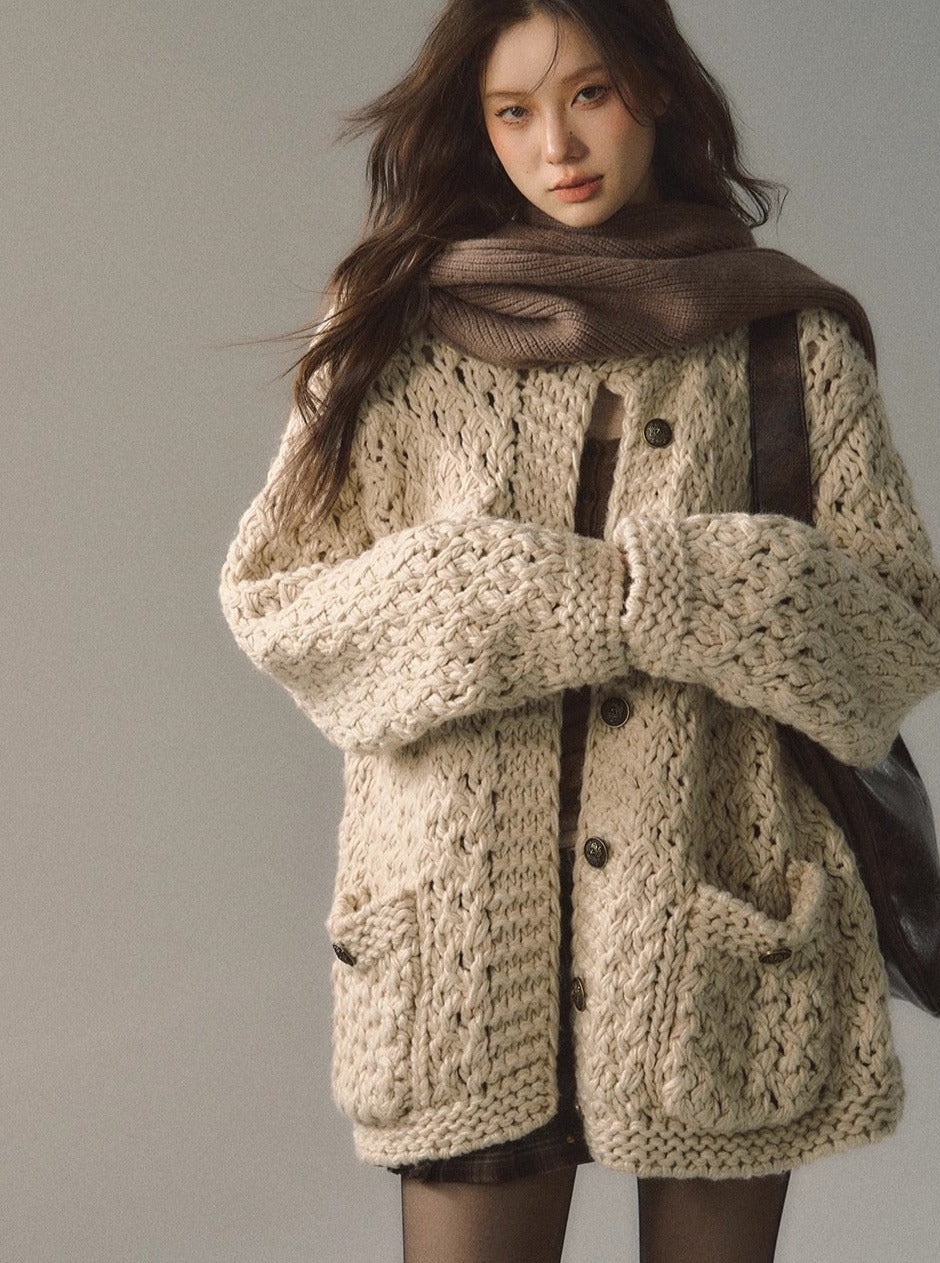 wool knitted cardigan jacket