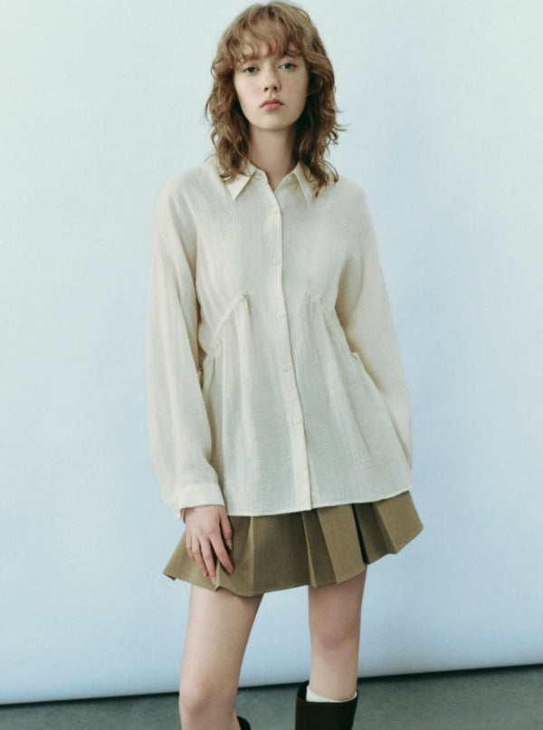 Adjustable Lace-up Slit Shirt