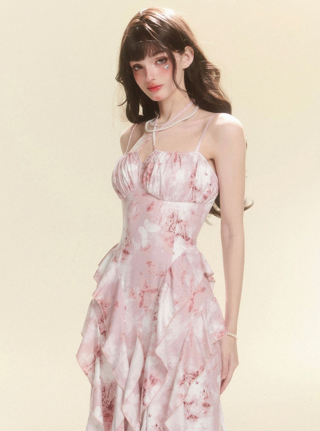 Floral Pink Halterneck Dress