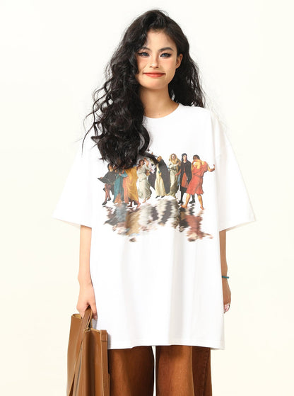 Touching Reflection Print Short Sleeve T-Shirt