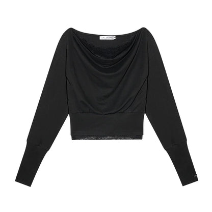 Off-Shoulder-Top mit Spitzeneinsatz