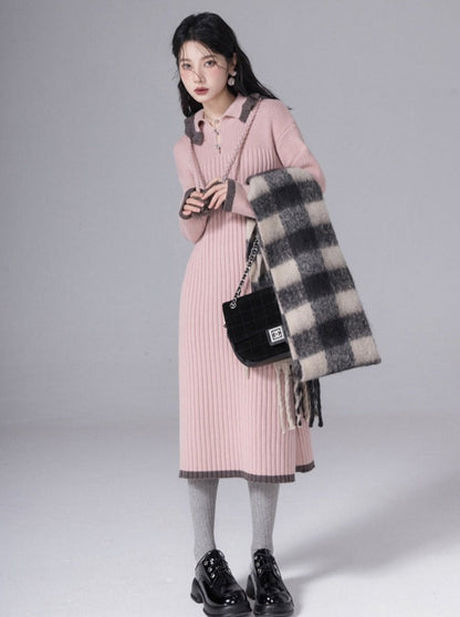 Pink wool hat dress