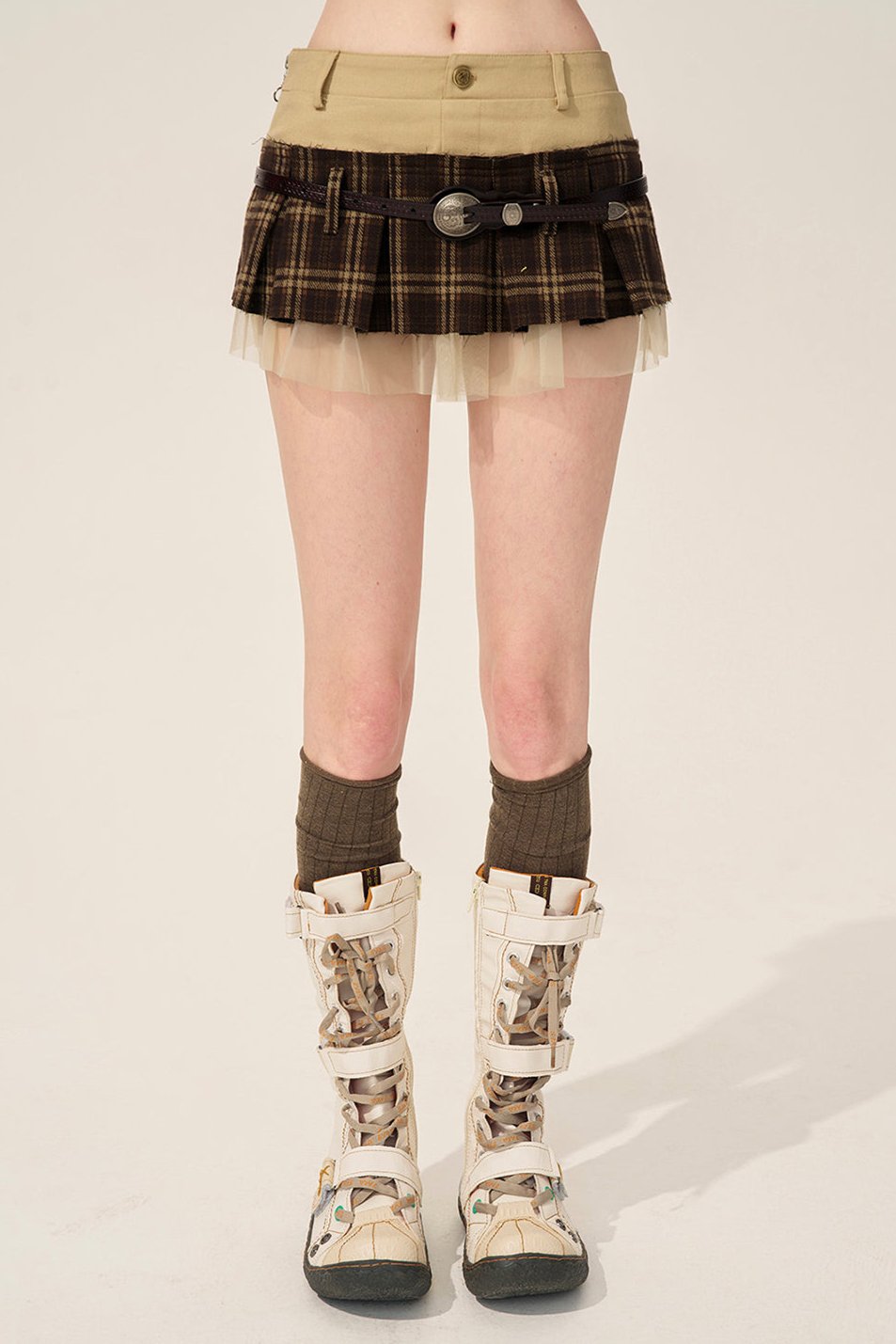 Thin Plaid Mesh Tutu Skirt