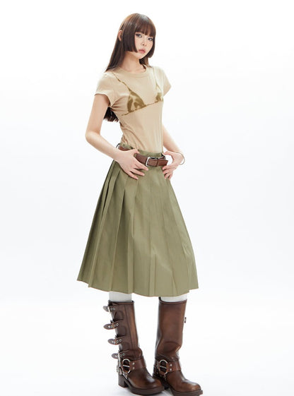 American Pleated A-line Half Skirt