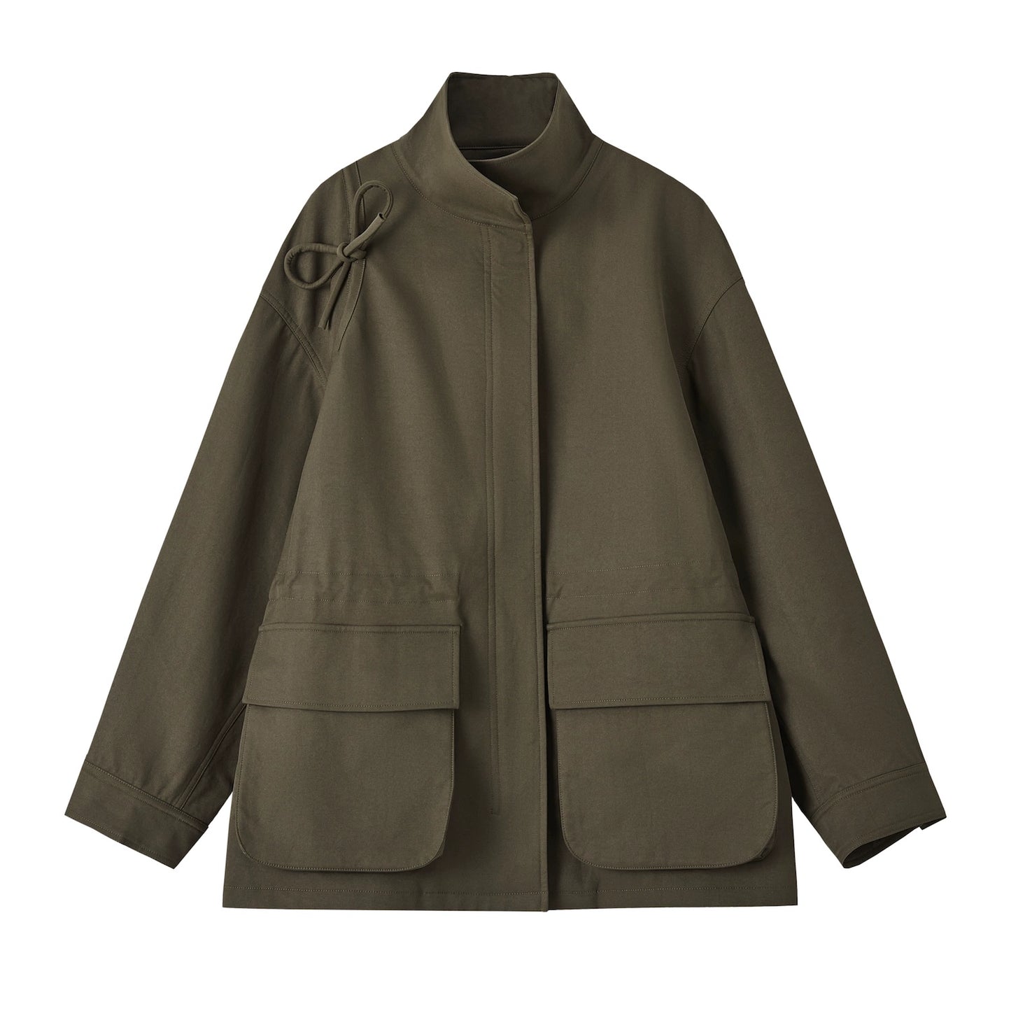 Drawstring Bow Cargo Coat