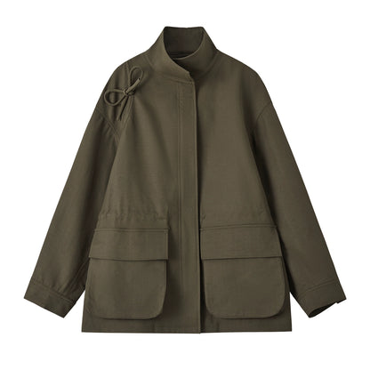 Drawstring Bow Cargo Coat
