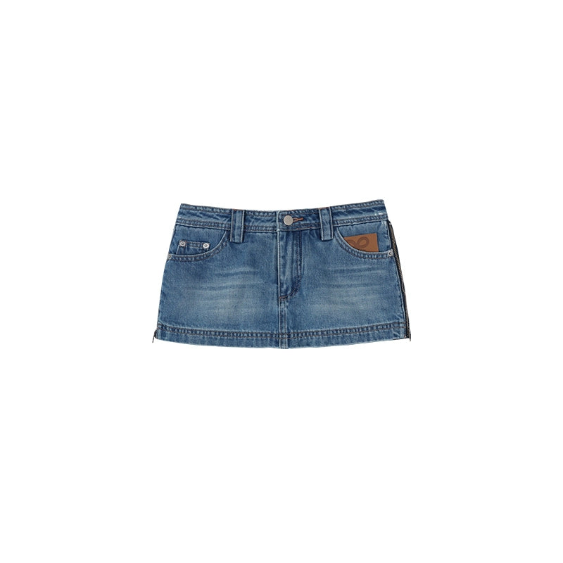 High-Waisted Denim A-Line Skirt