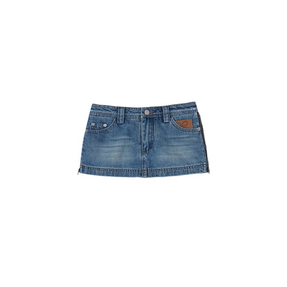 High-Waisted Denim A-Line Skirt