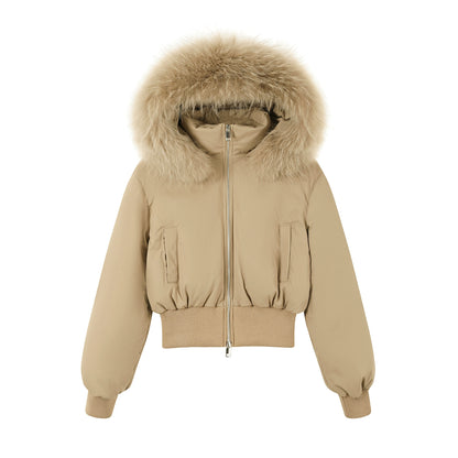 Big Fur Collar Waist Down Jacket