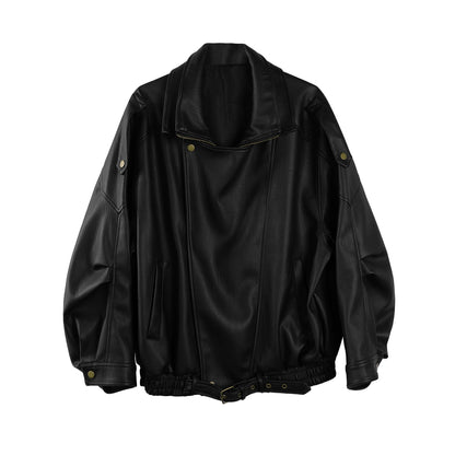 Lychee Pattern PU Leather Jacket