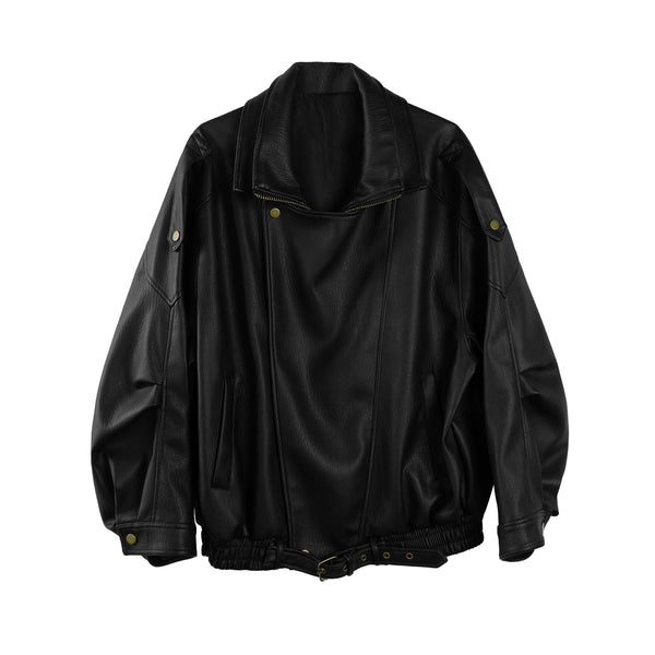 Lychee Pattern PU Leather Jacket