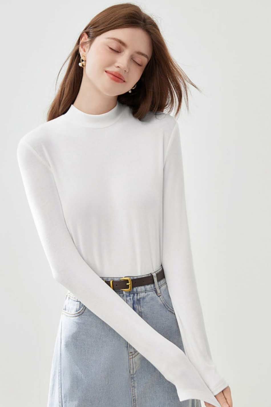 Semi-High Neck Knitted Base Shirt