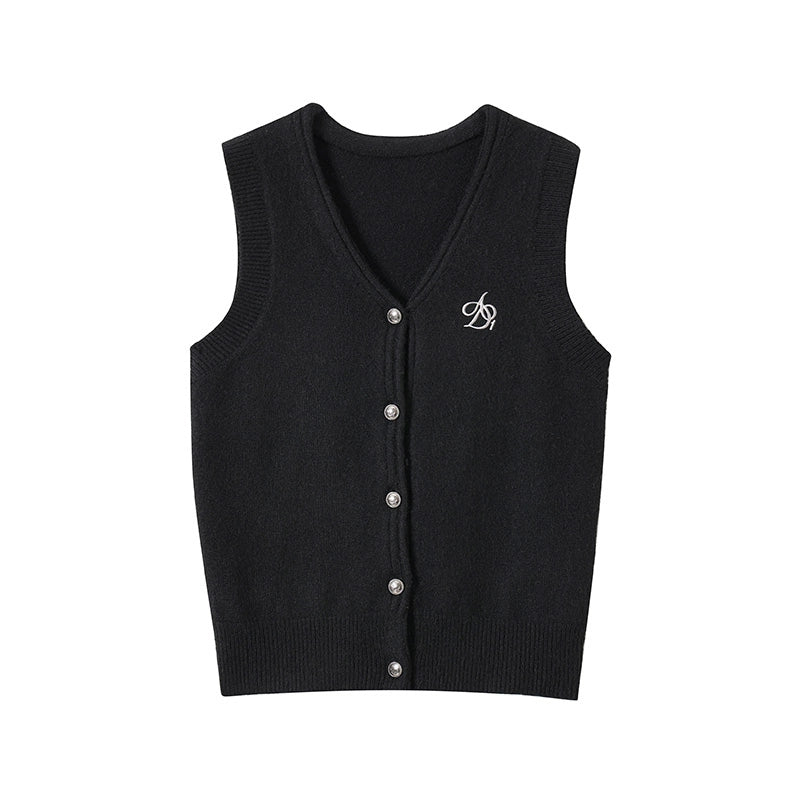 Woolen V-Neck Slim Versatile Vest