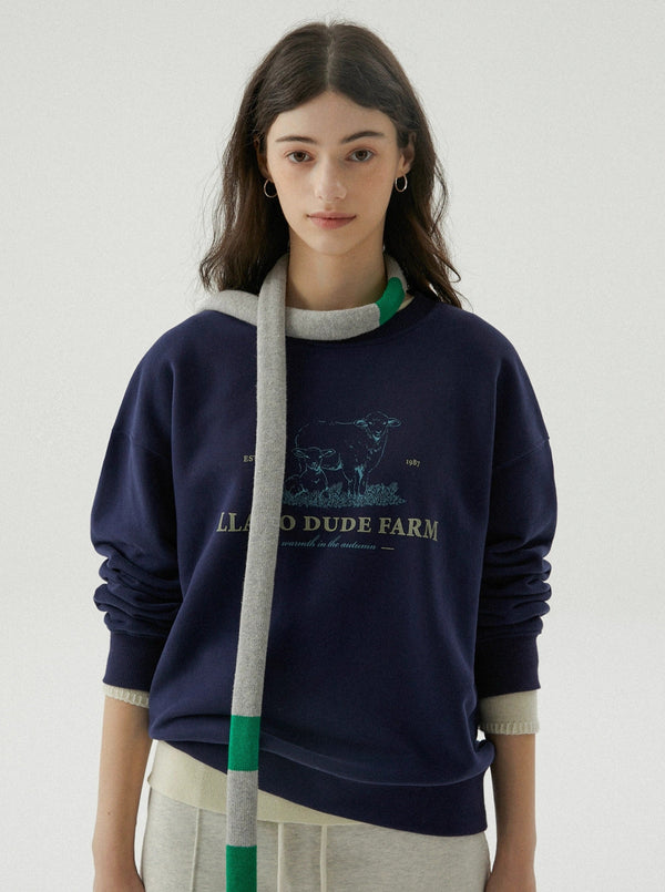soft fluffy lamb print sweatshirt