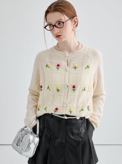 French 3D Knit Cardigan Top