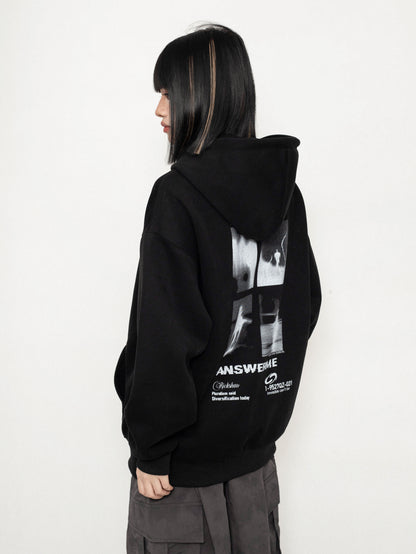 Casual Print Fall-Winter Hooded Top