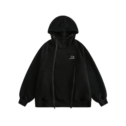 Double Zipper Hooded Sweatshirt Coat