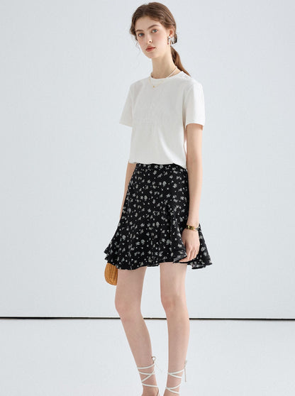 High Waist Floral Short Skirt