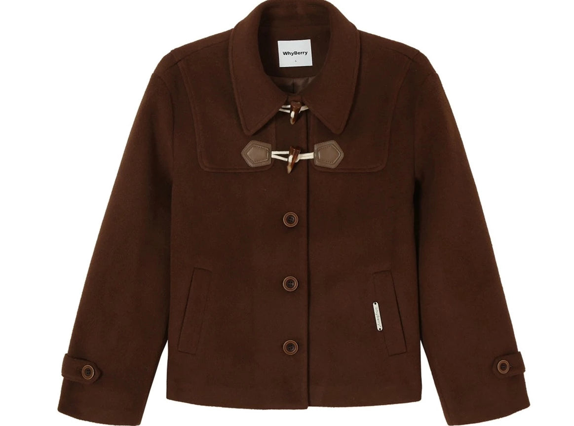 Woolen horn button Coat