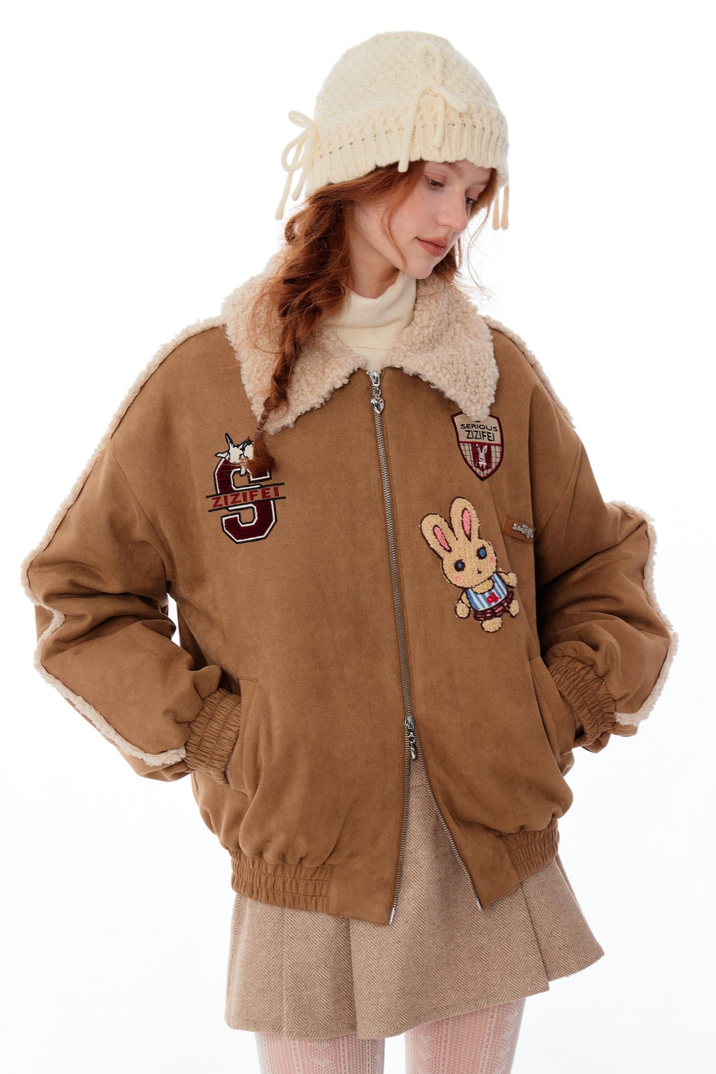 Hicken Cotton Bunny Baseball Jacket