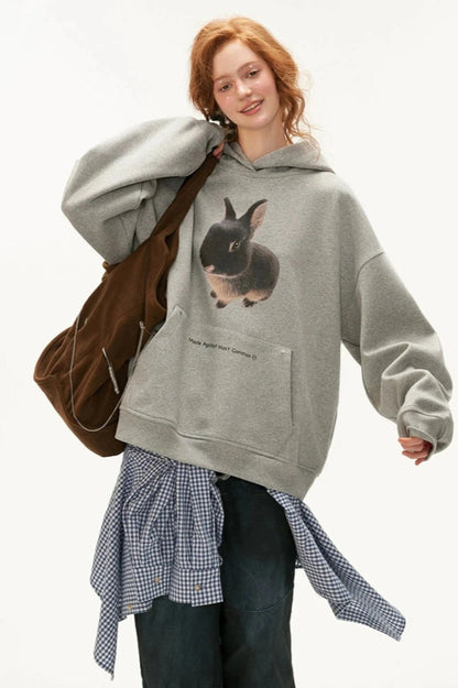 MAMC Cute Bunny Air Layer Hooded Sweatshirt Frauen Herbst/Winter 2024 neue lässige lockere Slouchy Jacke Top