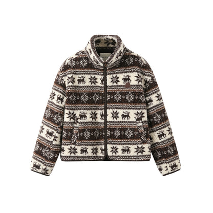 Fair Isle Lamb Wool Fleece Jacket