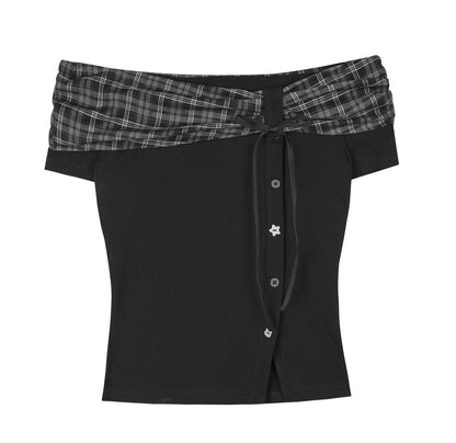 Plaid Graffiti Pleated Skirt Matching Set