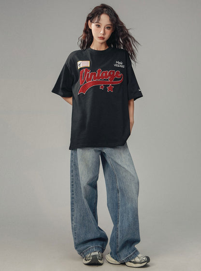 Amerikanische Retro Drape Jeans Gerade Hose